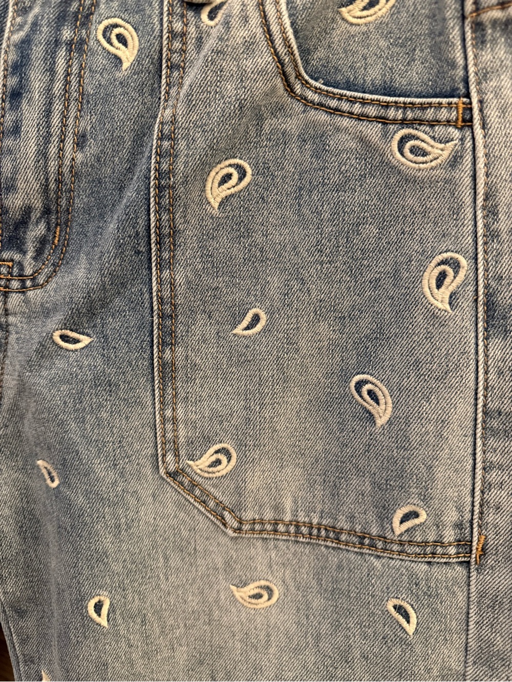 Oli & Hali Light Blue Paisley Embroidered Straight-Leg Jeans - Picture 5 of 16